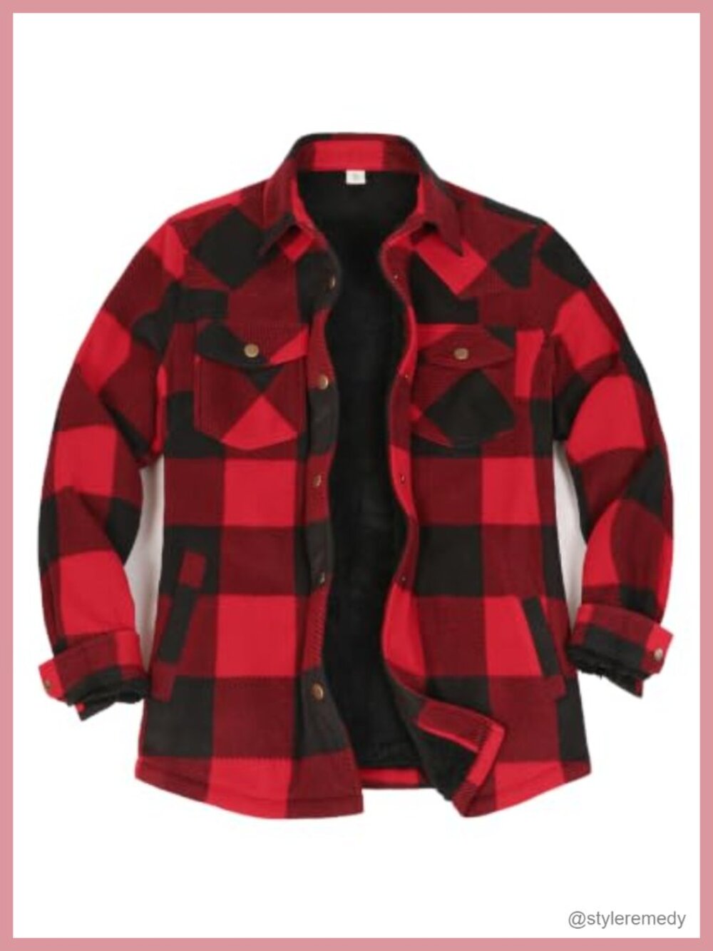 Sherpa Lined Plaid Shacket Snap Front Shirt Jacket